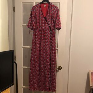 Tristan Red and Blue Geometric Long Sleeve Dress